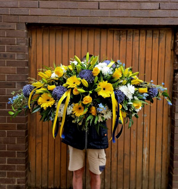 Casket Cover - Blue and Yellow